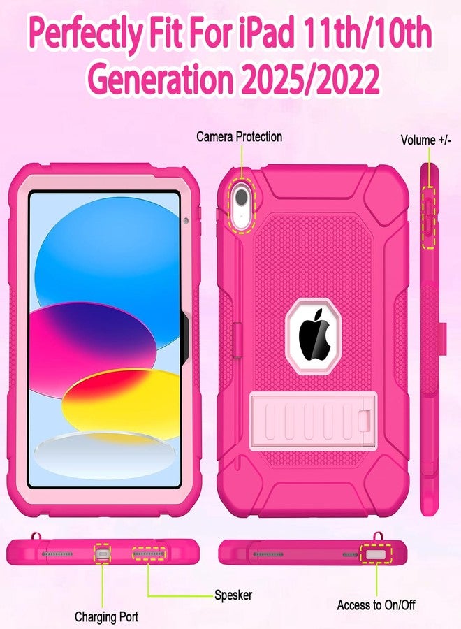 BMOUO جراب BMOUO لجهاز iPad (A16) الجيل الحادي عشر 11 بوصة 2025/الجيل العاشر 10.9 بوصة 2022 - مع مسند وحامل قلم، جراب واقٍ متين ومقاوم للصدمات لجهاز iPad الجيل الحادي عشر والعاشر، لون وردي فاتح - Image 4