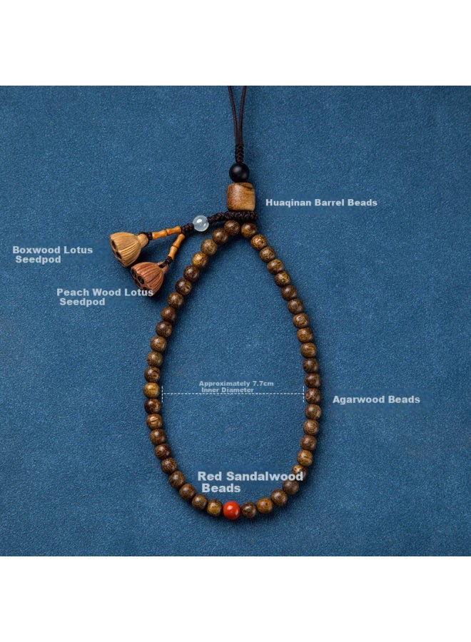 Inkaida Yingkaida Phone Lanyard, Phone Strap, Apple Pro2 Lanyard, Unisex Phone Chain, Short Detachable Ring Buckle, Usb Flash Drive Keychain, Multi-Functional Hanging Decoration, Chinese Style Agarwood Wood - Image 3