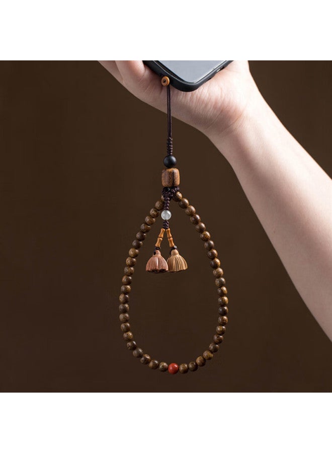 Inkaida Yingkaida Phone Lanyard, Phone Strap, Apple Pro2 Lanyard, Unisex Phone Chain, Short Detachable Ring Buckle, Usb Flash Drive Keychain, Multi-Functional Hanging Decoration, Chinese Style Agarwood Wood - Image 5