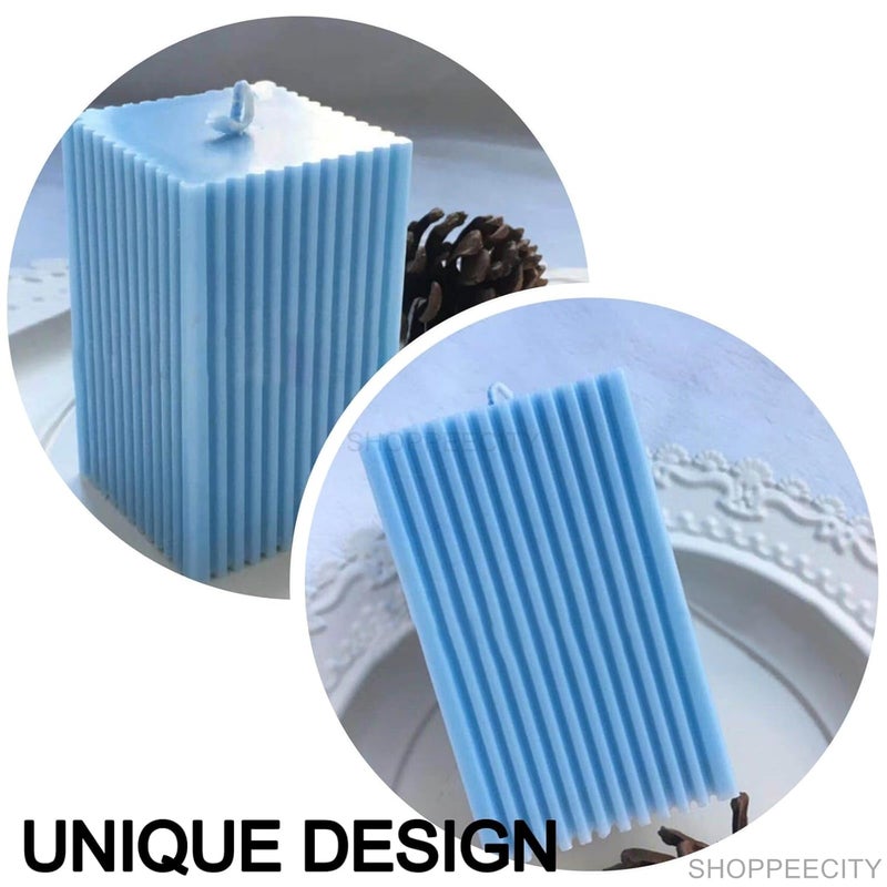 Shoppeecity Square Cube Striped Pillar Candle Mold I Cube Ribbed Geometric Pillar Acrylic Candlestick Wax Beeswax Mould I for DIY Handmade Cake Dcor Aromatherapy Candles Making Home Wedding Party Decoration 5 X 85 CM - Image 5