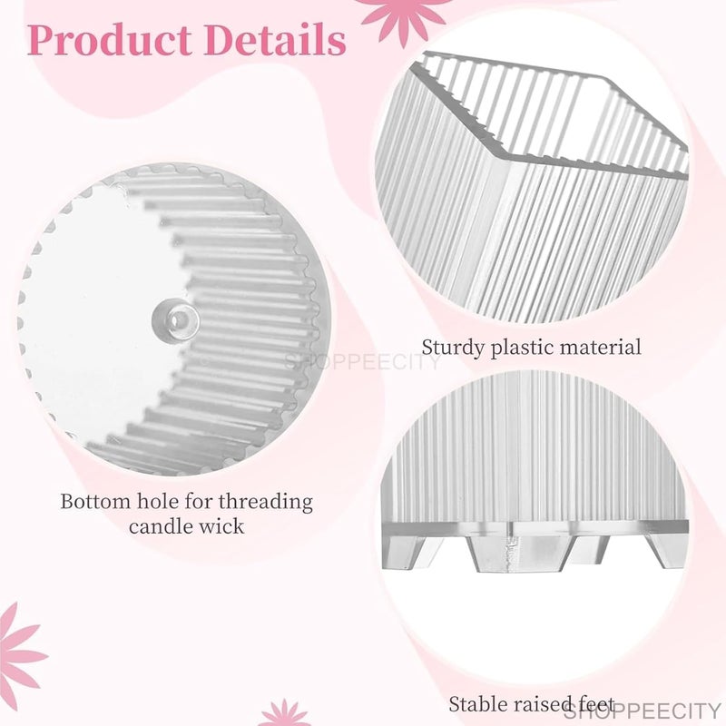 Shoppeecity Square Cube Striped Pillar Candle Mold I Cube Ribbed Geometric Pillar Acrylic Candlestick Wax Beeswax Mould I for DIY Handmade Cake Dcor Aromatherapy Candles Making Home Wedding Party Decoration 5 X 85 CM - Image 4