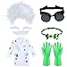 Keymall Mad Scientist Costume for Kids 6 Pieces Halloween Crazy Mad Wig Scientist Lab Coat Mustache Goggles Gloves Bow Tie Set A - Image 3