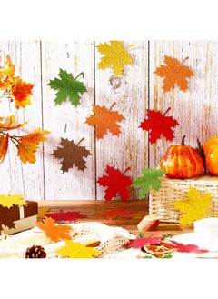 Demissle Demissle Thanksgiving Fall Leaves Bulletin Board Decorations Leaf Cutouts Thanksgiving Decorations Glitter Leaf Cutouts Maple Leaves with Adhesive Dots for Bulletin Board Classroom Decor(300 Pcs)  - Image 2