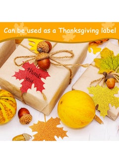 Demissle Demissle Thanksgiving Fall Leaves Bulletin Board Decorations Leaf Cutouts Thanksgiving Decorations Glitter Leaf Cutouts Maple Leaves with Adhesive Dots for Bulletin Board Classroom Decor(300 Pcs)  - Image 4