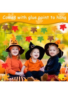 Demissle Demissle Thanksgiving Fall Leaves Bulletin Board Decorations Leaf Cutouts Thanksgiving Decorations Glitter Leaf Cutouts Maple Leaves with Adhesive Dots for Bulletin Board Classroom Decor(300 Pcs)  - Image 3