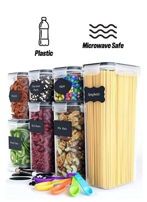 Airtight Food Storage Containers with Lids for Kitchen Organization Plastic Kitchen Storage Containers for Pantry Organization and Storage Cereal, Rice Pasta and Flour Containers 7pcs pack