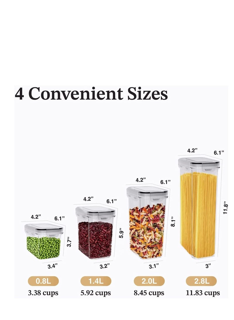 Airtight Food Storage Containers with Lids for Kitchen Organization Plastic Kitchen Storage Containers for Pantry Organization and Storage Cereal, Rice Pasta and Flour Containers 7pcs pack