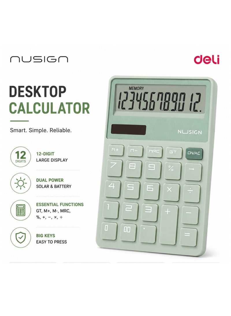 Deli 1-Piece Nusign Desktop Calculator Green - Image 1