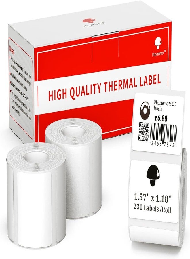 Memoqueen Phomemo Labels - Sticker Thermal Label for M110/M220/M100/M250/M102/M221 Label Printer, 1.57"x1.18"(40x30mm),Phomemo M110 Labels, 690 Labels/3Roll, Square, Black on White - Image 1