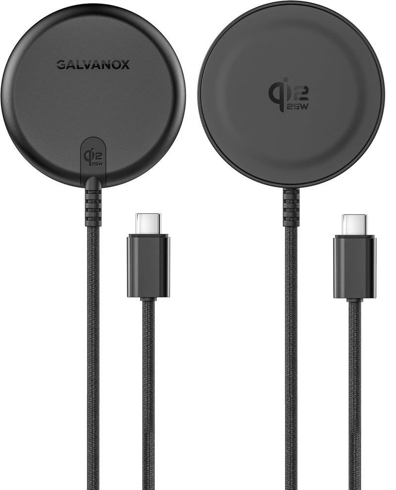 Galvanox Qi2.2 Certified 25W Magnetic Wireless Charger for Samsung (2-Pack), Fast Charging 2.0 for Galaxy S25, S26 Ultra, Android and iPhone Models, Compatible with MagSafe, Black (6Ft) - Image 4