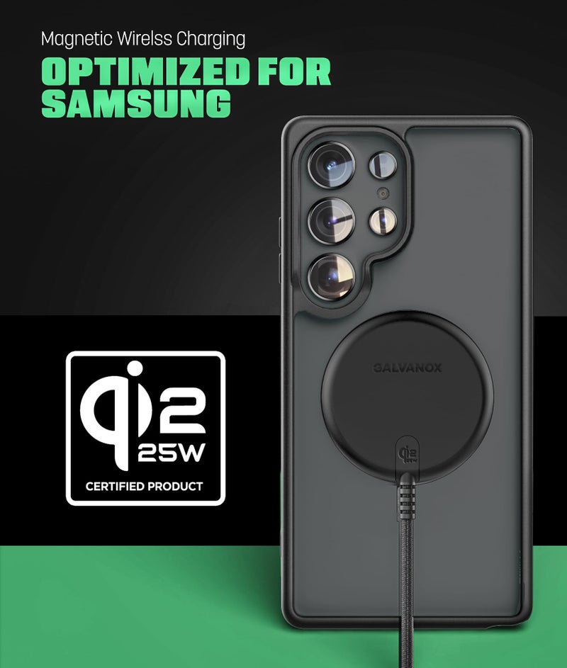 Galvanox Qi2.2 Certified 25W Magnetic Wireless Charger for Samsung (2-Pack), Fast Charging 2.0 for Galaxy S25, S26 Ultra, Android and iPhone Models, Compatible with MagSafe, Black (6Ft) - Image 3