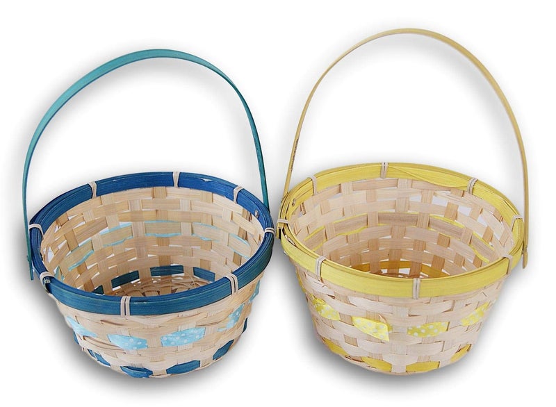 Colorful Round Easter Baskets  Blue and Yellow