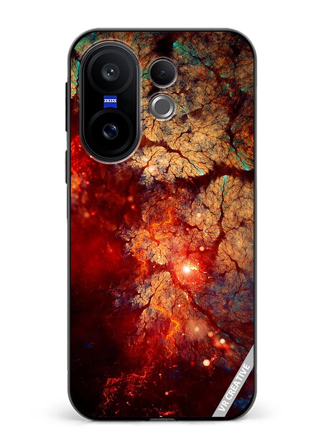 Protective Case Cover For Vivo X200 FE Abstract, Fractal, Shine, Bright Red Design Multicolour