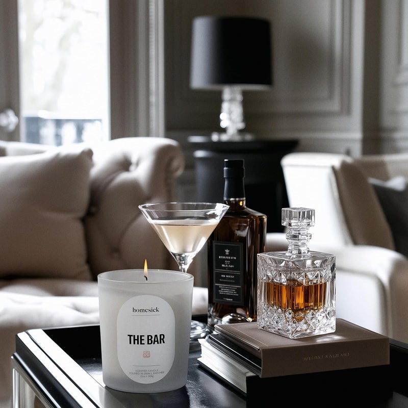 Homesick The Bar Scented Candle – 13 oz Soy Wax Candle with Organic Cotton Wick, 60–80 Hour Burn, Bourbon Vanilla Cedarwood Leather Scent, Reusable Glass Jar, Wedding & Engagement Gifts for Couples - Image 3