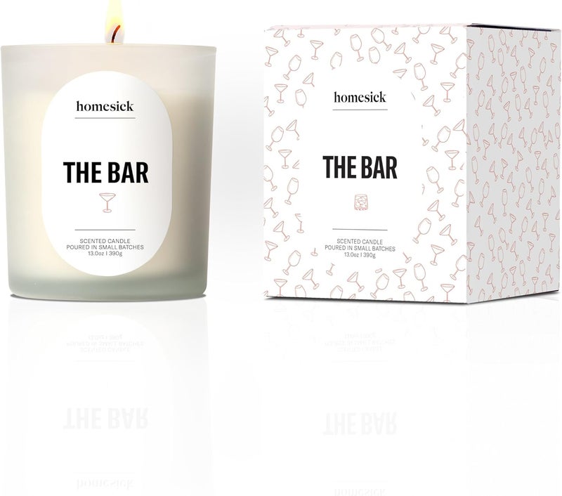 Homesick The Bar Scented Candle – 13 oz Soy Wax Candle with Organic Cotton Wick, 60–80 Hour Burn, Bourbon Vanilla Cedarwood Leather Scent, Reusable Glass Jar, Wedding & Engagement Gifts for Couples - Image 1