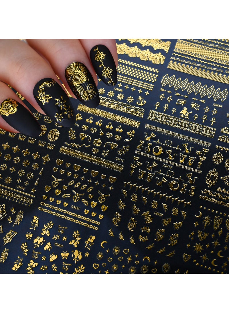 Goolsky Exotic Egyptian Cat Set Nail Stickers Simple Solid Color Egyptian Cat Hot Stamping 30 Sheet Set Nail Decoration - Image 1