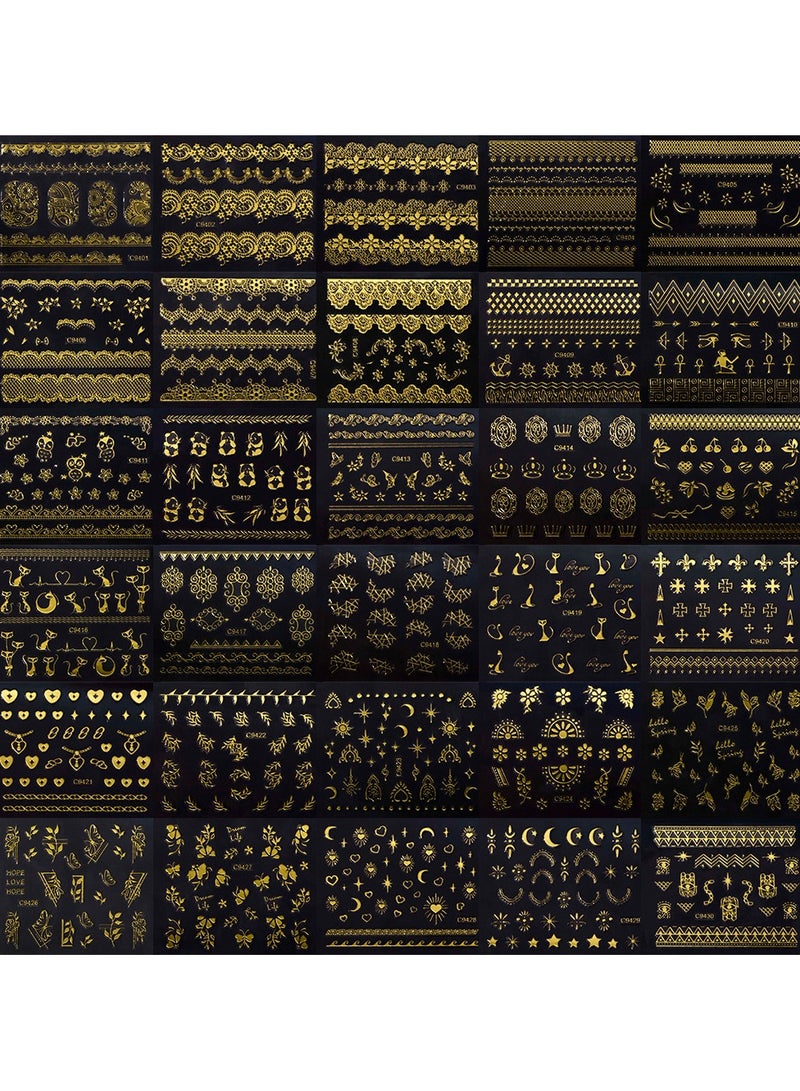 Goolsky Exotic Egyptian Cat Set Nail Stickers Simple Solid Color Egyptian Cat Hot Stamping 30 Sheet Set Nail Decoration - Image 2