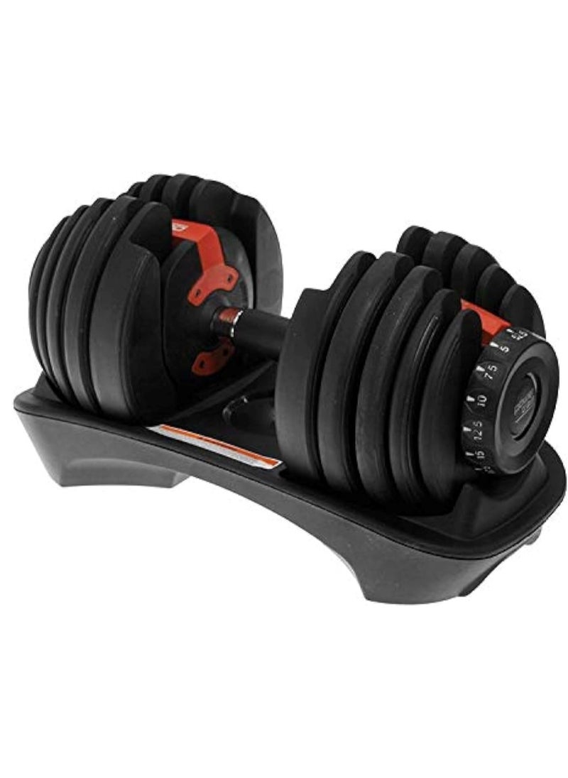 Huitich 1 Pc Versatile 24kg Adjustable Dumbbell with Silicon Steel Construction Black  - Image 1