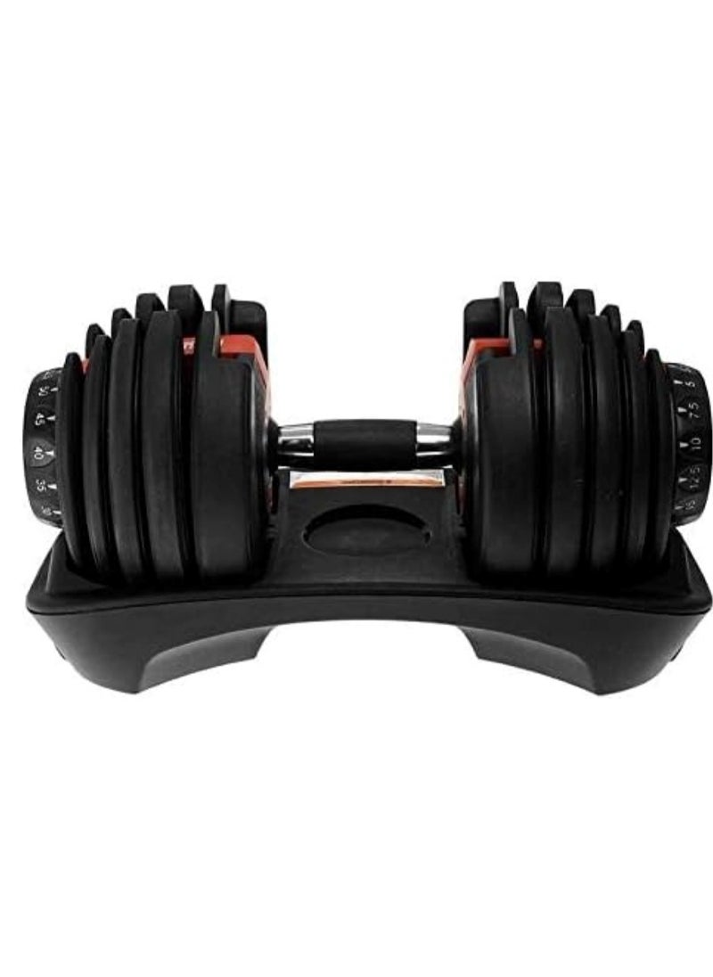 Huitich 1 Pc Versatile 24kg Adjustable Dumbbell with Silicon Steel Construction Black  - Image 3