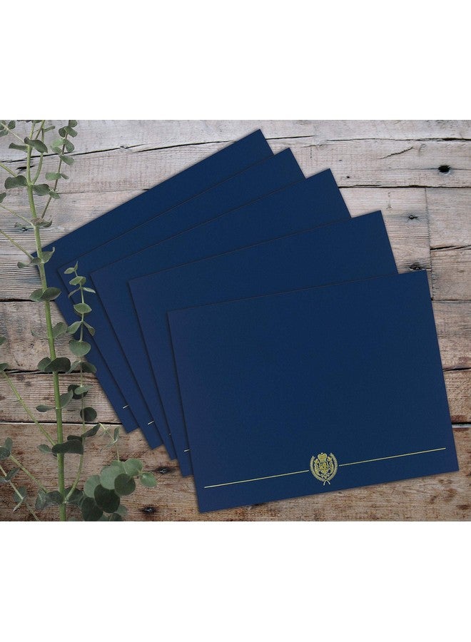 SBlabels Great Papers! Navy And Gold Certificate Document Cover / 25 Count Navy Blue With Gold Foil Classic Crest/Embossed Diploma Folder - Image 5