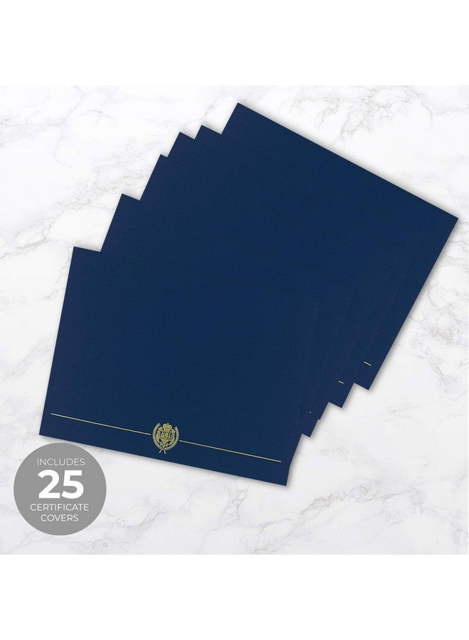 SBlabels Great Papers! Navy And Gold Certificate Document Cover / 25 Count Navy Blue With Gold Foil Classic Crest/Embossed Diploma Folder - Image 3
