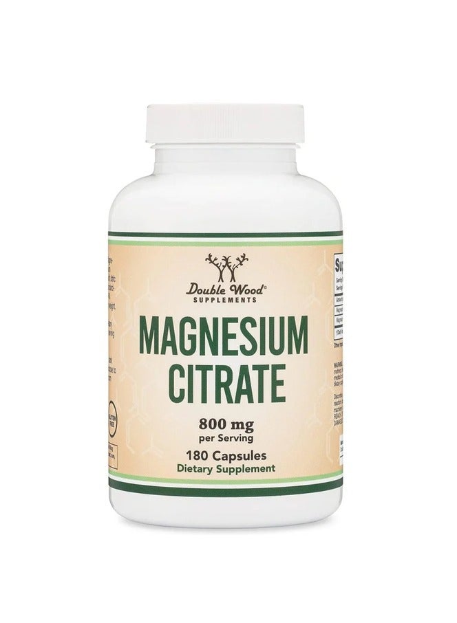 Magnesium Citrate Capsules 800mg, 180 Capsules Double Wood Supplements