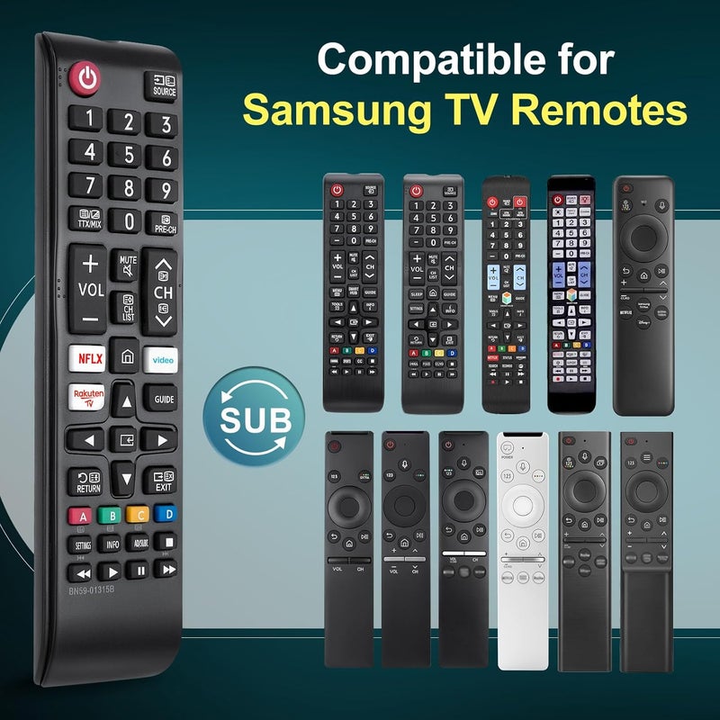 LOUTOC Replacement-for-Samsung-TV-Remote-Control, Universal Smart-Remote-for-Samsung 4K LCD LED QLED UHD FHD HD HDR Crystal Smart TV(2 Pack) - Image 3