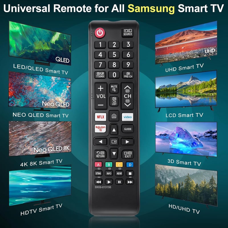 LOUTOC Replacement-for-Samsung-TV-Remote-Control, Universal Smart-Remote-for-Samsung 4K LCD LED QLED UHD FHD HD HDR Crystal Smart TV(2 Pack) - Image 2