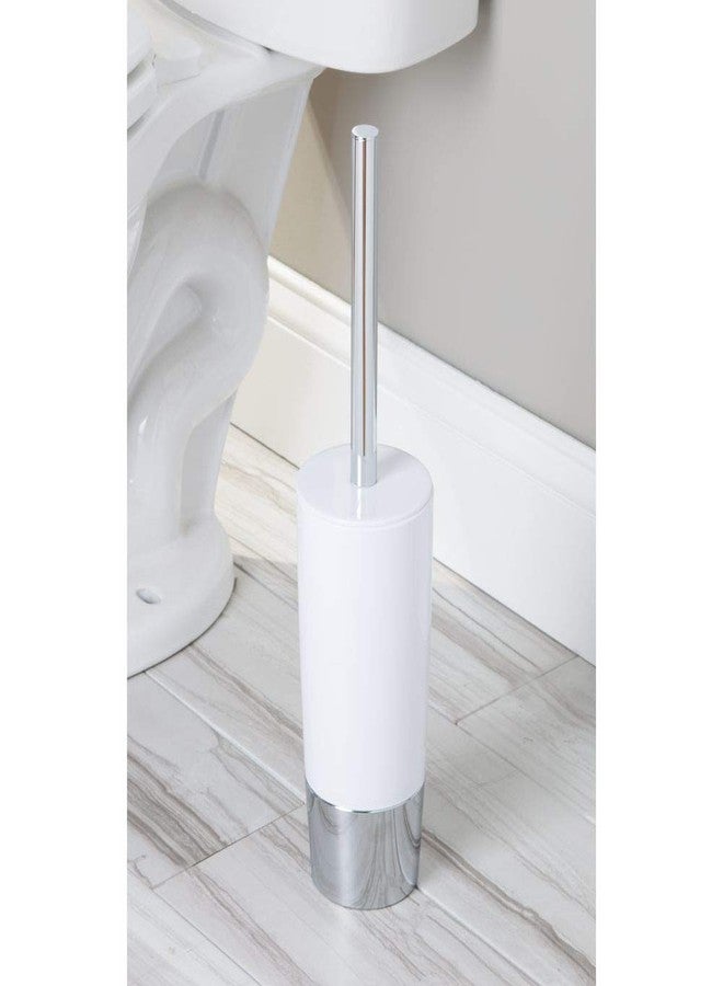 InterDesign iDesign 99000 Duetto Plastic Toilet Bowl Brush and Holder, Slim Set for Bathroom Cleaning and Storage, 4" x 4" x 17.2", White and Chrome - Image 3