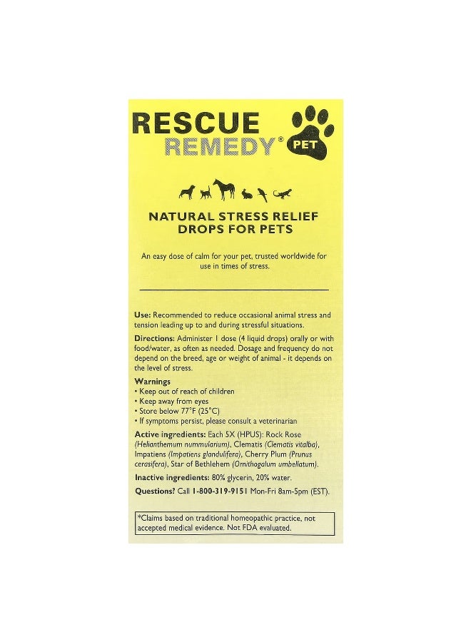 Bach باخ، علاج الإنقاذ® للحيوانات الأليفة، تخفيف التوتر الطبيعي للحيوانات الأليفة، 0.7 أونصة سائلة (20 مل) - Image 3