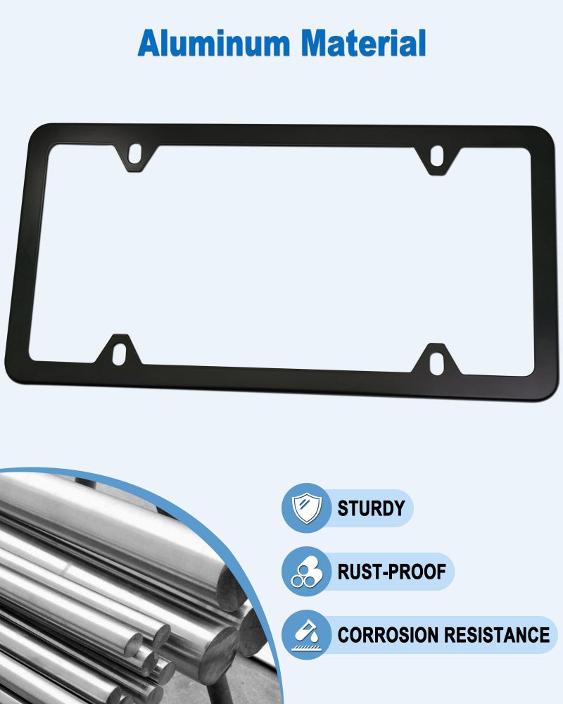 NJNYLLC Front License Plate Bracket Holder Mounting Kit- Black Aluminum Frame & Plastic Bumper Car Tag Adapter with Copper Thread, with Screws Caps and Stainless Steel Zip Ties - Image 4