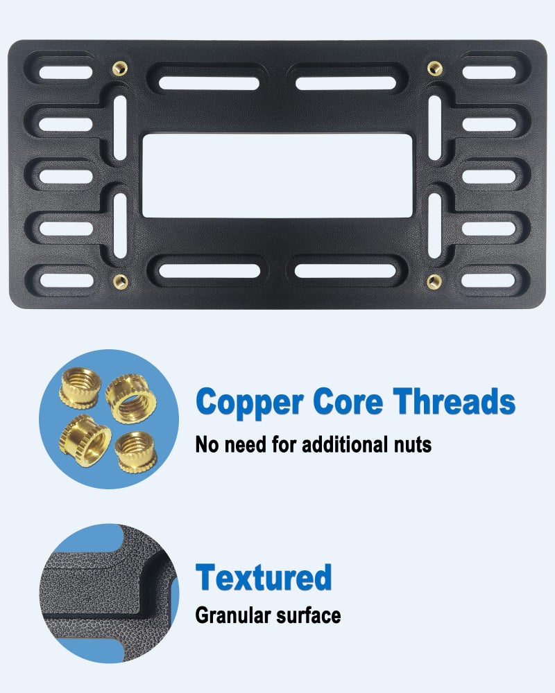 NJNYLLC Front License Plate Bracket Holder Mounting Kit- Black Aluminum Frame & Plastic Bumper Car Tag Adapter with Copper Thread, with Screws Caps and Stainless Steel Zip Ties - Image 3