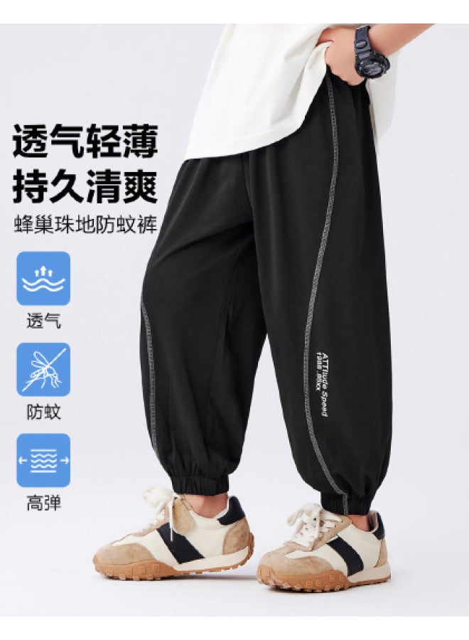 Zuoxi Boys' Pants Summer Thin Mosquito-repellent Trousers Breathable Cuffed Joggers Stylish Trendy Outfit For Big Kids - Image 1