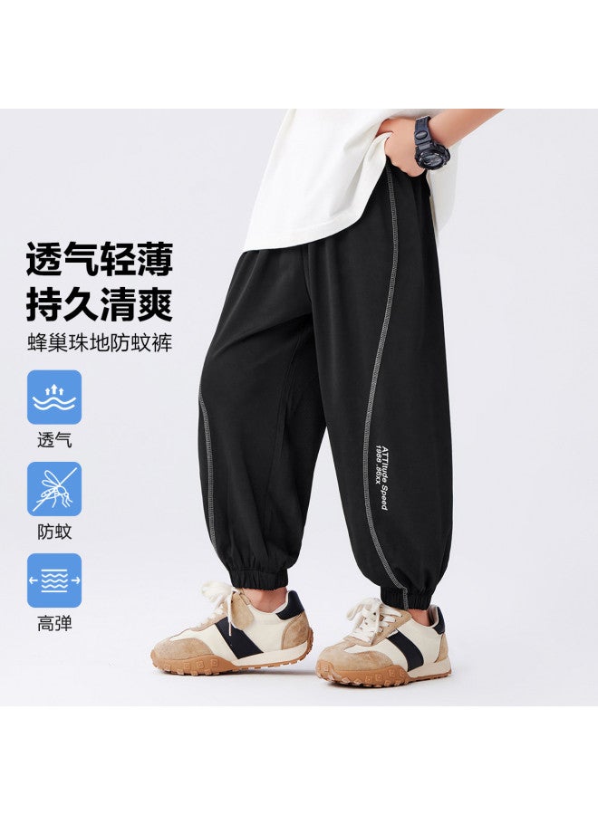 Zuoxi Boys' Pants Summer Thin Mosquito-repellent Trousers Breathable Cuffed Joggers Stylish Trendy Outfit For Big Kids - Image 2