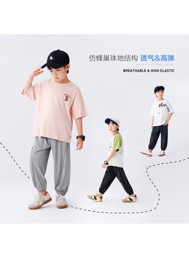 Zuoxi Boys' Pants Summer Thin Mosquito-repellent Trousers Breathable Cuffed Joggers Stylish Trendy Outfit For Big Kids - Image 5