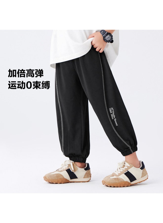 Zuoxi Boys' Pants Summer Thin Mosquito-repellent Trousers Breathable Cuffed Joggers Stylish Trendy Outfit For Big Kids - Image 4