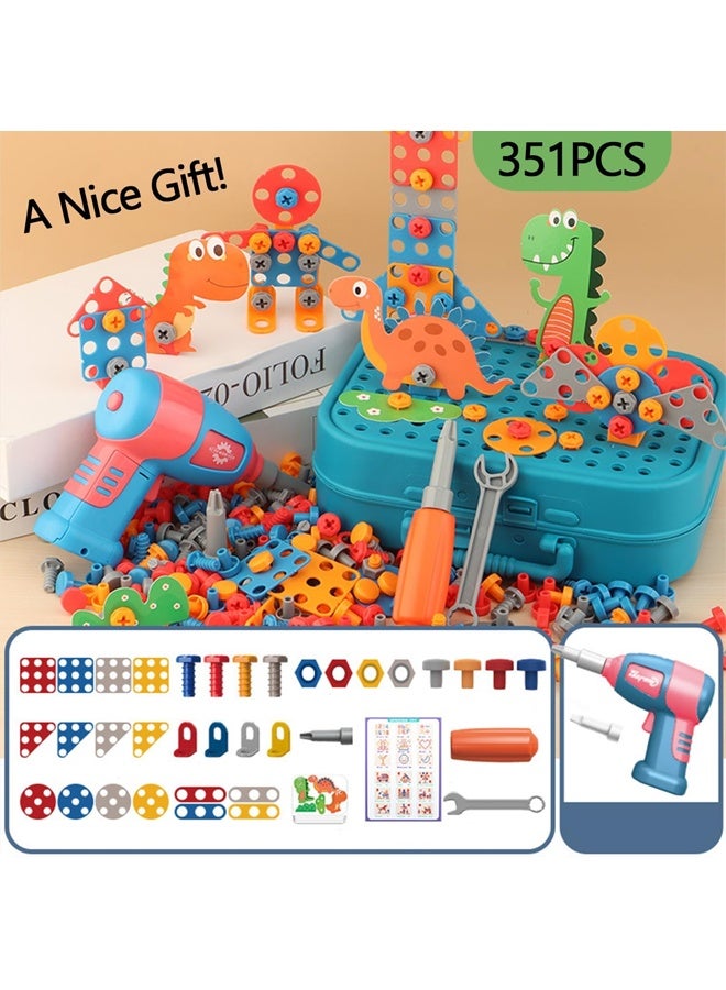 Berma Baby 351 Pieces Tool Box with Drill  Magic Toy Tool Box Astronaut Set, Astronaut Repair Tool Box Toy, Kids Puzzle Assembly Tool Box, Suitable for Children Ages 3-12 (Blue) - Image 2