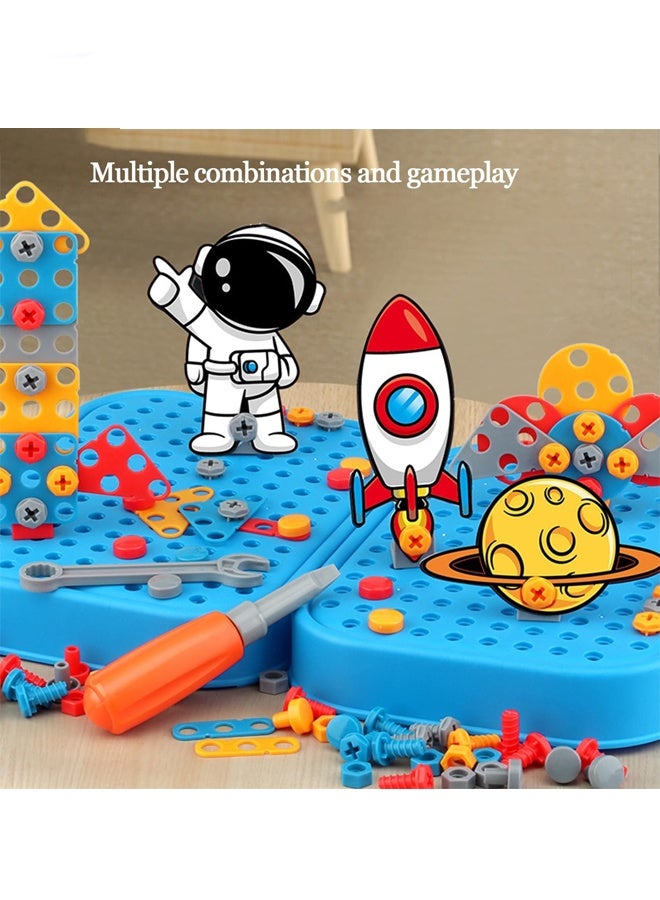 Berma Baby 351 Pieces Tool Box with Drill  Magic Toy Tool Box Astronaut Set, Astronaut Repair Tool Box Toy, Kids Puzzle Assembly Tool Box, Suitable for Children Ages 3-12 (Blue) - Image 4