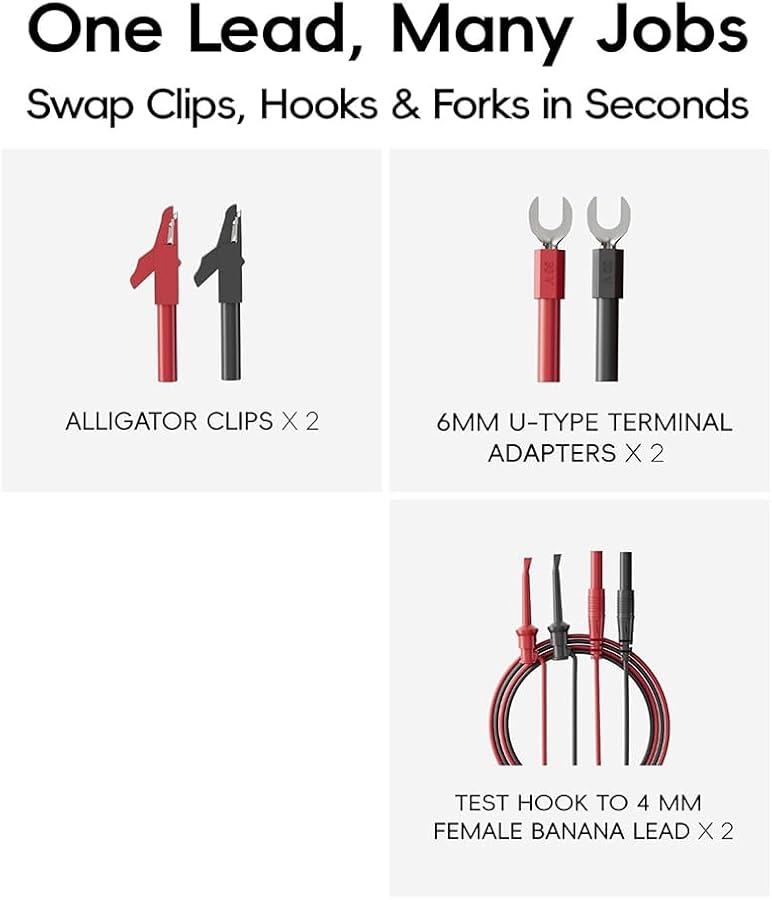 Black Silicone Multimeter Test Lead Back Probe Kit 22 Pcs Premium Modular Volt Meter Probes - Image 4