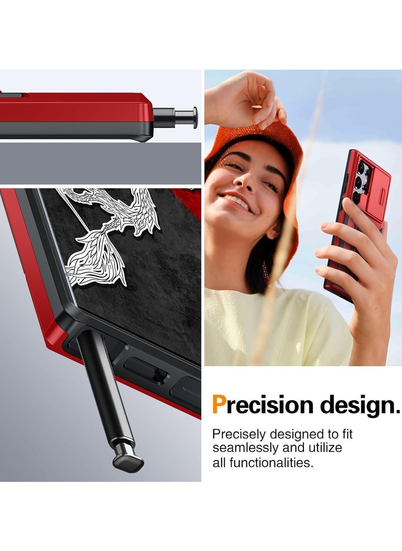 General - Case Compatible Samsung Galaxy S24 Ultra Case, [Built-in Sliding Camera Protector and Rotatable Stand][2* Screen Protectors] Military Grade Shock and Scratch Resistant Case - Image 1
