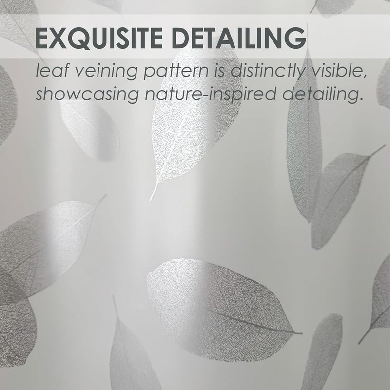 TRIMENGO Plastic Shower Curtain Liner, Waterproof Printed PEVA Shower Curtain with Design, Silver Leaf Pattern, Rustproof Grommets, Standard Size 70x72 Bathtub Curtain for Bathroom (Pack of 1) - Image 5