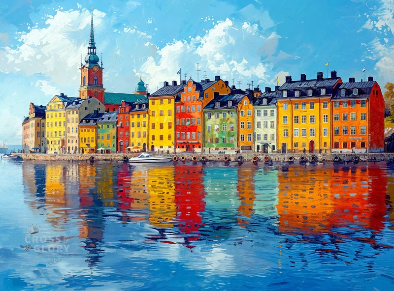 Cross & Glory Cross Glory The Harbor That Remembered Color 1000 Piece Jigsaw Puzzle for Adults Vibrant Stockholm Harbor Scene Premium Quality Puzzle 1000 Pieces for Adults - Image 3