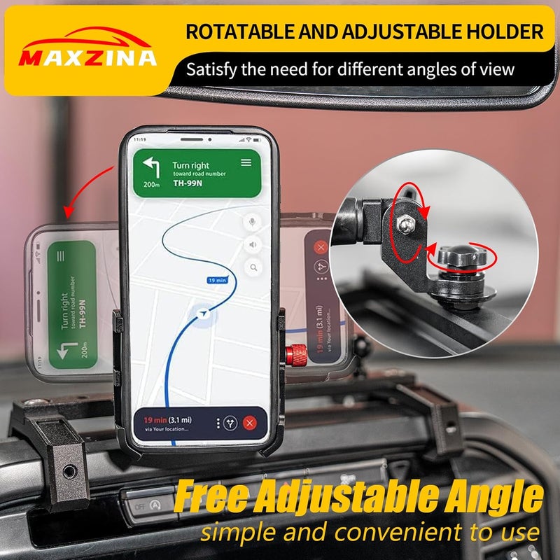 Maxzina Dash Mounted Phone Holder for 2021-2025 Ford F150 - Adjustable Aluminum Alloy Smartphone Mount - Image 4