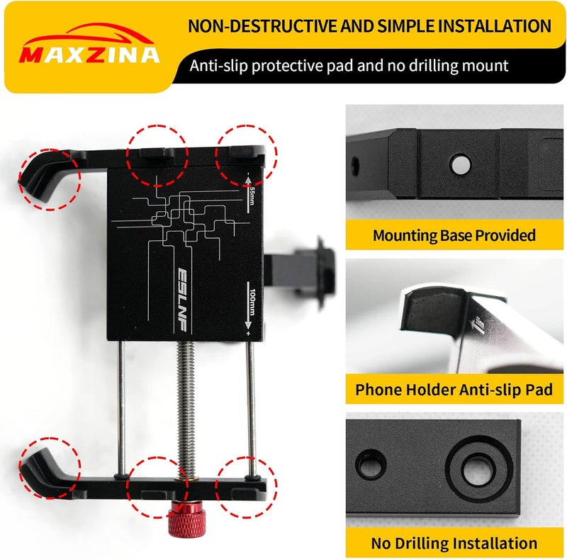 Maxzina Dash Mounted Phone Holder for 2021-2025 Ford F150 - Adjustable Aluminum Alloy Smartphone Mount - Image 5
