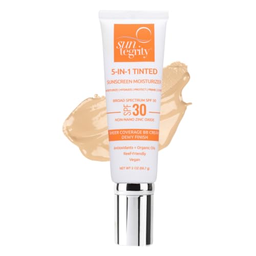 Suntegrity Tinted 5 in 1 Mineral Sunscreen for Face (SPF 30-2 oz) - Light | BB Cream Moisturizer with Physical UVA/UVB Broad Spectrum Protection | Safe for Sensitive Skin - Image 1