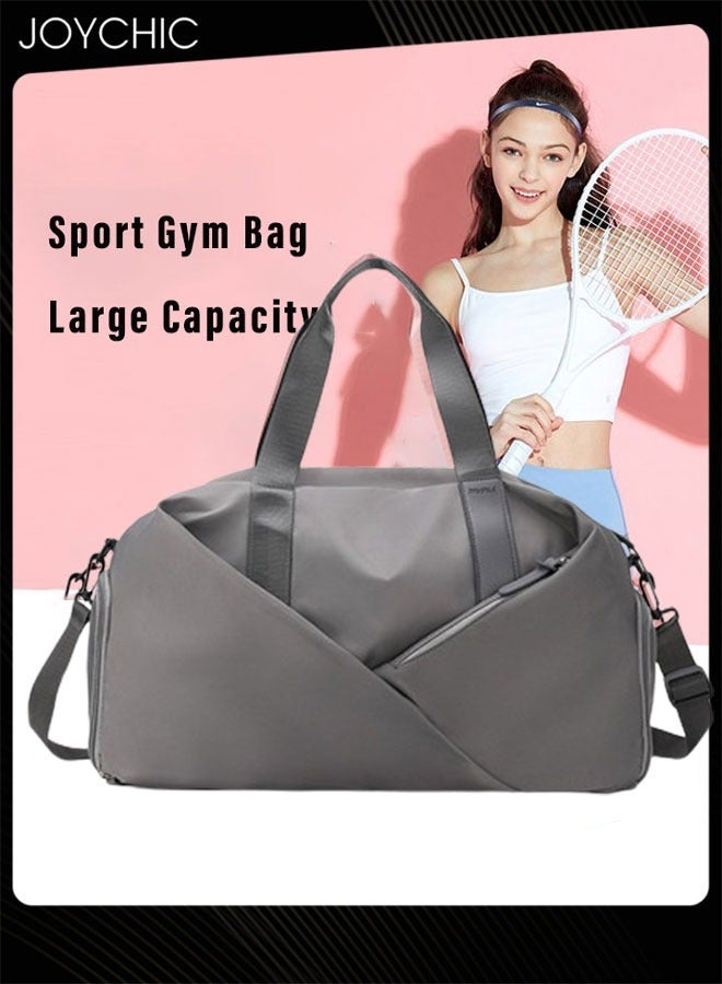 Joychic حقيبة كتف كبيرة السعة بتصميم صلب للسباحة مع جيب مفصول للملابس الجافة والرطبة للرجال والنساء للرياضة، اليوغا، السفر، واللياقة البدنية باللون الرمادي - Image 1