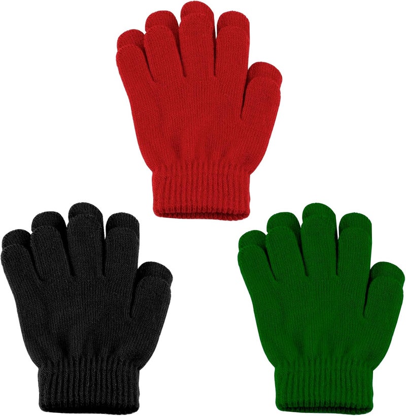 ONESING 3-24 Pairs Winter Knit Gloves for Kids - White Finger Gloves for Boys and Girls - Image 1