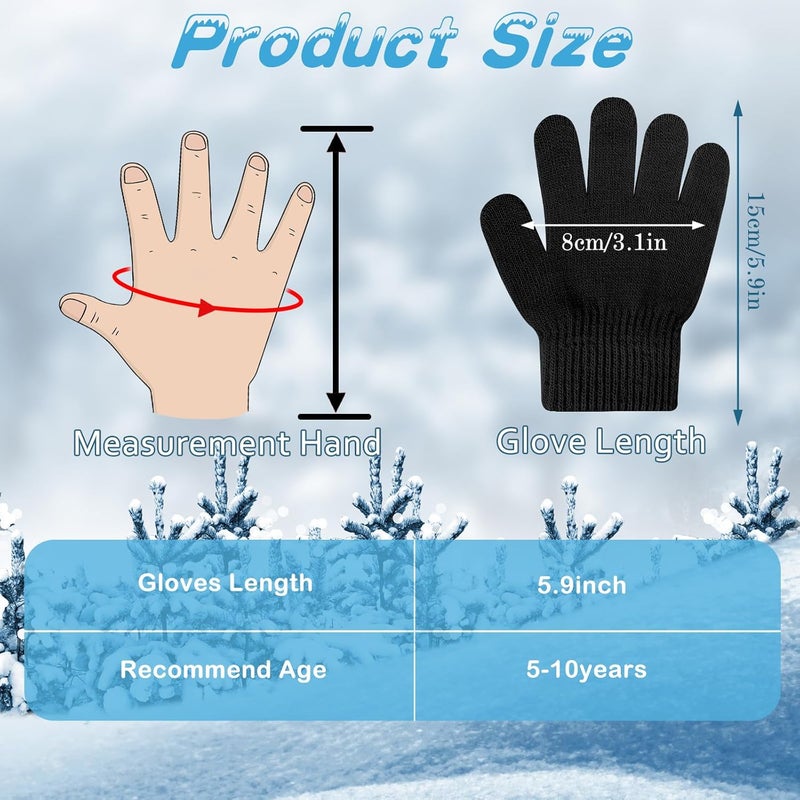 ONESING 3-24 Pairs Winter Knit Gloves for Kids - White Finger Gloves for Boys and Girls - Image 2