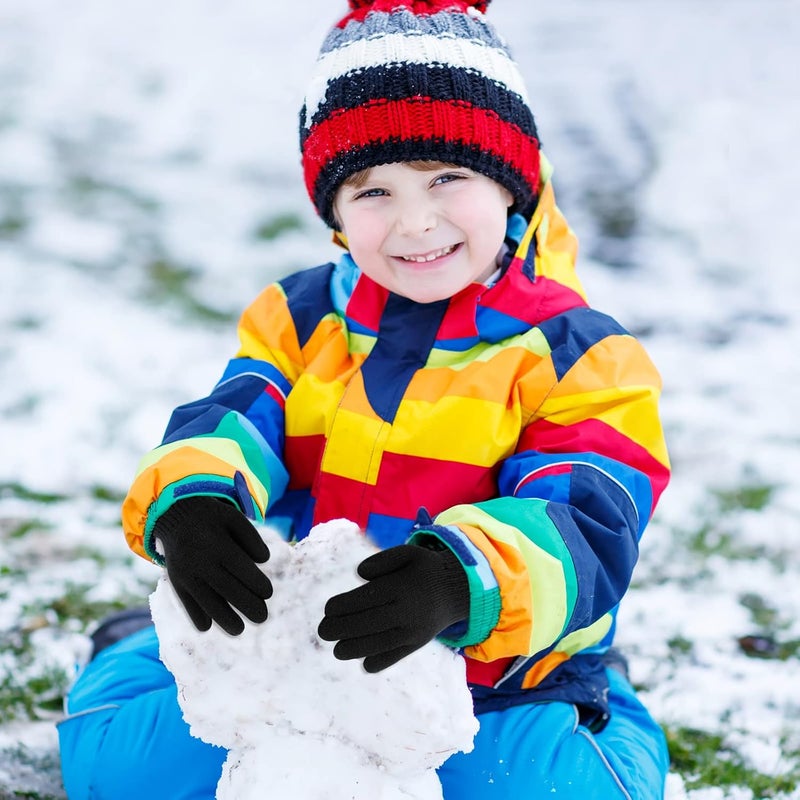 ONESING 3-24 Pairs Winter Knit Gloves for Kids - White Finger Gloves for Boys and Girls - Image 5