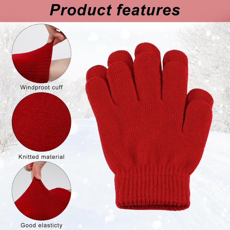 ONESING 3-24 Pairs Winter Knit Gloves for Kids - White Finger Gloves for Boys and Girls - Image 3